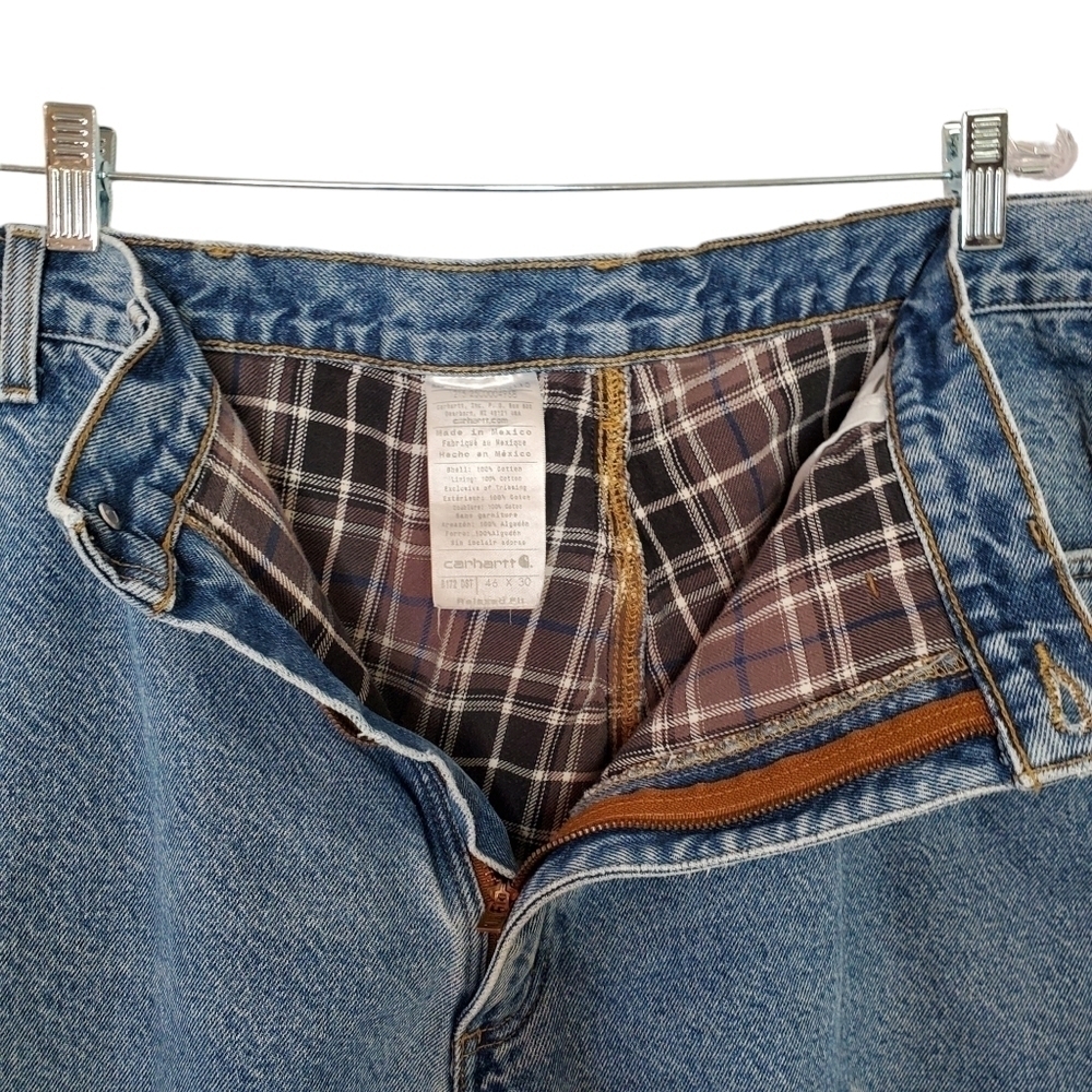 Carhartt Men's Relaxed Fit Jeans, Straight Leg Flannel Lined 46 x 30 - Picture 7 of 9